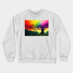 Colorful rainbow big tree Crewneck Sweatshirt